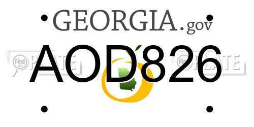 AOD826 Georgia License Plate