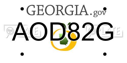 AOD82G Georgia License Plate