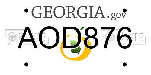 AOD876 Georgia License Plate