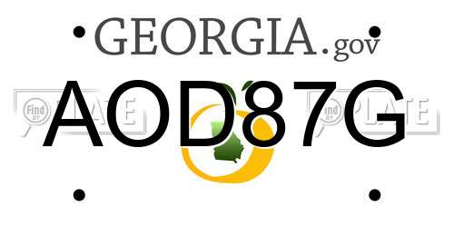 AOD87G Georgia License Plate