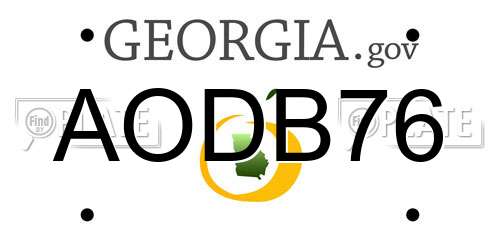 AODB76 Georgia License Plate