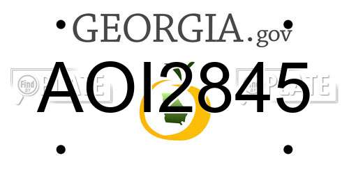 AOI2845 Georgia License Plate