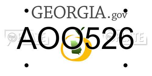 AOO526 Georgia License Plate