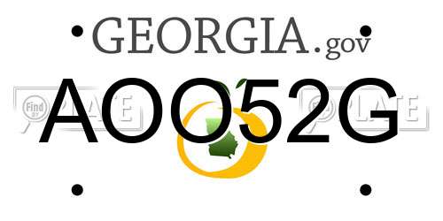 AOO52G Georgia License Plate