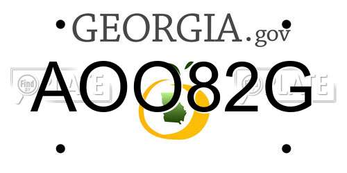 AOO82G Georgia License Plate