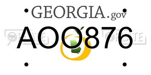 AOO876 Georgia License Plate