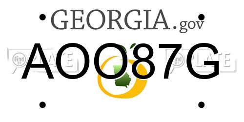 AOO87G Georgia License Plate