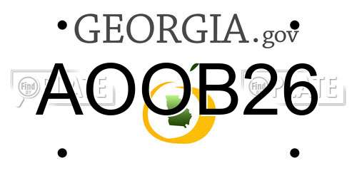 AOOB26 Georgia License Plate
