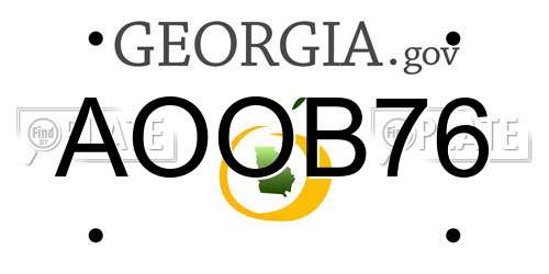 AOOB76 Georgia License Plate