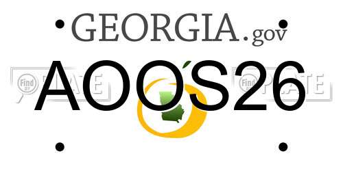 AOOS26 Georgia License Plate