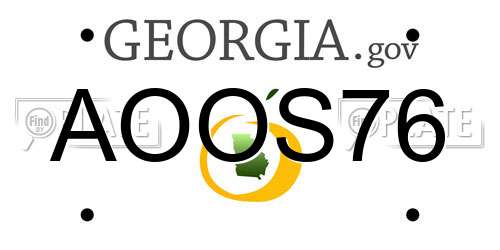 AOOS76 Georgia License Plate