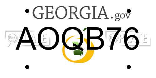 AOQB76 Georgia License Plate