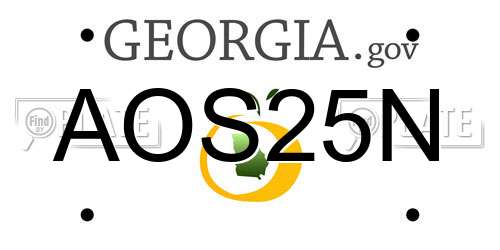AOS25N Georgia License Plate