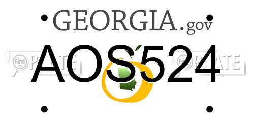 AOS524 Georgia License Plate