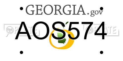 AOS574 Georgia License Plate