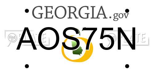 AOS75N Georgia License Plate