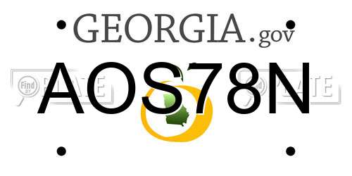 AOS78N Georgia License Plate