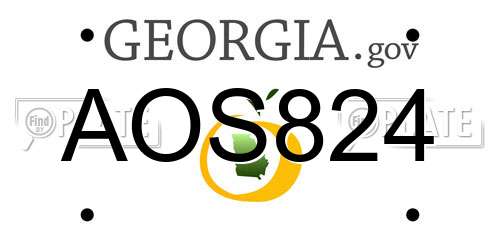 AOS824 Georgia License Plate
