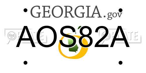 AOS82A Georgia License Plate