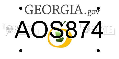 AOS874 Georgia License Plate