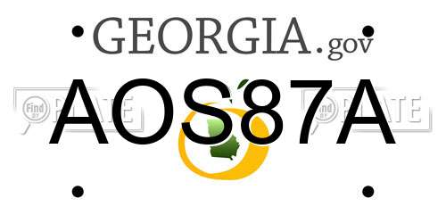 AOS87A Georgia License Plate