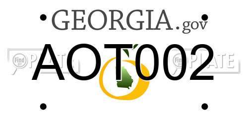 AOT002 Georgia License Plate