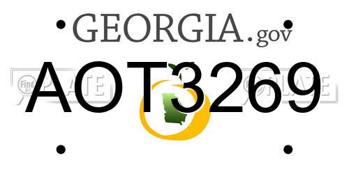 AOT3269 Georgia License Plate