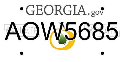 AOW5685 Georgia License Plate