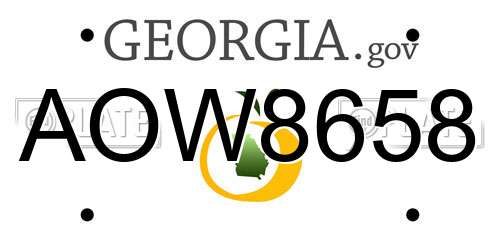 AOW8658 Georgia License Plate