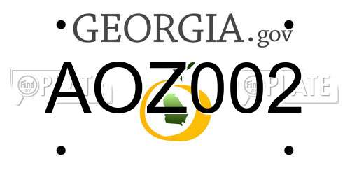 AOZ002 Georgia License Plate