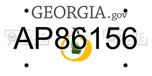 AP86156 Georgia License Plate