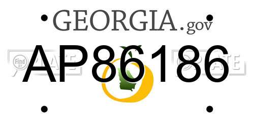 AP86186 Georgia License Plate