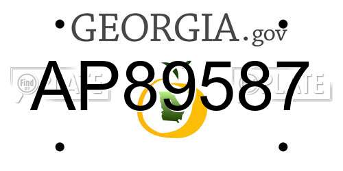 AP89587 Georgia License Plate