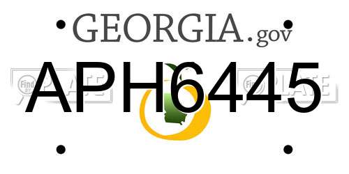 APH6445 Georgia License Plate