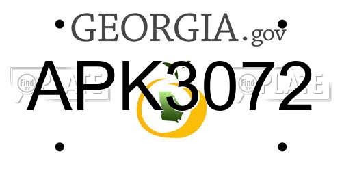 APK3072 Georgia License Plate