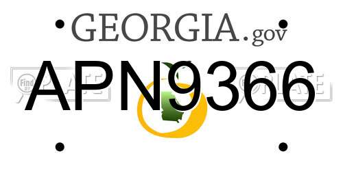 APN9366 Georgia License Plate