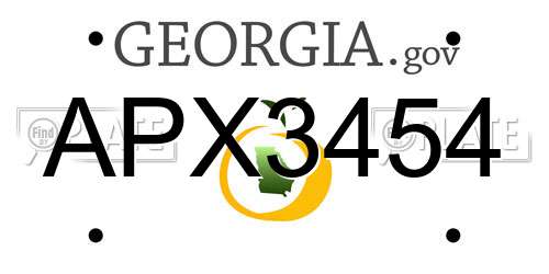 APX3454 Georgia License Plate