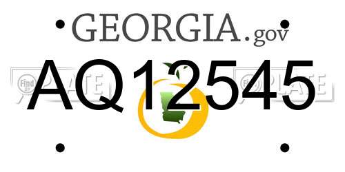 AQ12545 Georgia License Plate