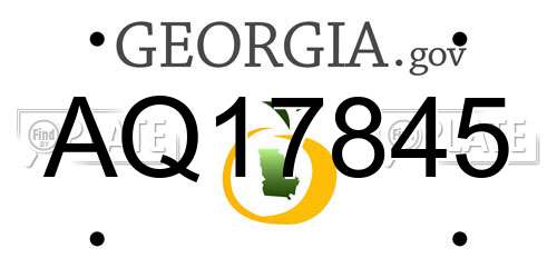 AQ17845 Georgia License Plate