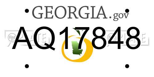 AQ17848 Georgia License Plate
