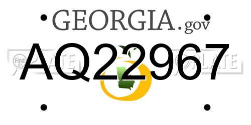 AQ22967 Georgia License Plate