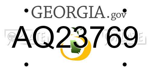 AQ23769 Georgia License Plate