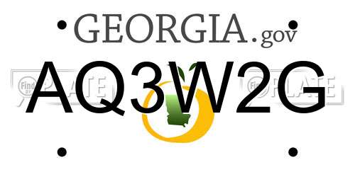 AQ3W2G Georgia License Plate