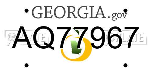 AQ77967 Georgia License Plate