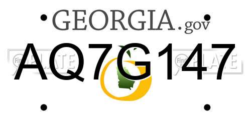 AQ7G147 Georgia License Plate