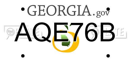 AQE76B Georgia License Plate