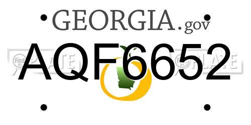AQF6652 Georgia License Plate