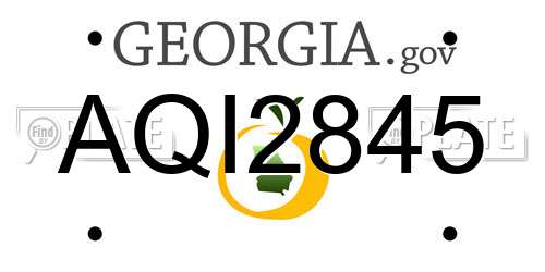 AQI2845 Georgia License Plate