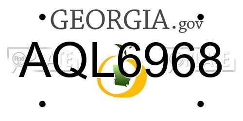 AQL6968 Georgia License Plate