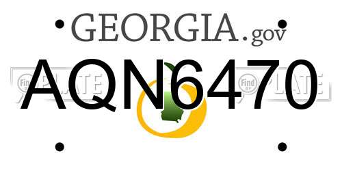 AQN6470 Georgia License Plate